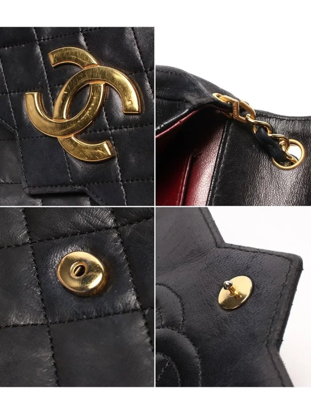 Chanel Chain Shoulder Bag Gold Single Flap Jumbo CC Logo Quilted
